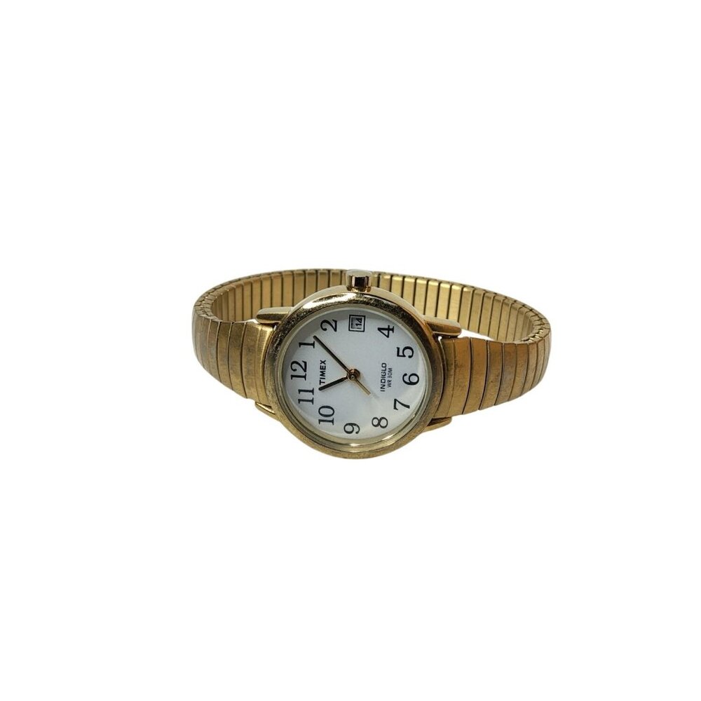 Vintage Womens Timex Indiglo WR30M Gold Tone Stretch Band Watch - Picture 7 of 7